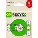 GP Batteries Gp Recyko 2600MAH Aa Kalem Ni-Mh Şarjlı Pil 1.2 Volt 6'lı Kart