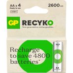 Gp Batteries Recyko 2600MAH Aa Kalem Ni-Mh Şarjlı Pil, 1.2 Volt, 4'lü Kart