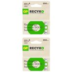 GP Batteries Recyko 950 AAA İnce Kalem Ni-Mh Şarjlı Pil, 1.2 Volt, 8 Adet Pil