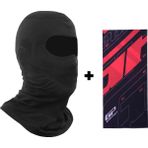 Gp Kompozit Yazlık Motorcu Balaklava Maske Siyah (1 Adet Boyunluk Buff Hediye) - 23 x 35 cm - Siyah - Yeşil