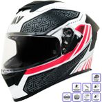Gp My Helmet MKS001-WRB Yarış Spoiler Güneş Vizörlü Şeffaf Full Face Motosiklet Kaskı M - Çok Renkli