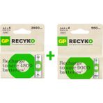 GP Recyko 8'li Şarjlı Pil Seti 2600mAh AA ve 950mAh AAA 1,2 V Voltajlı Yüksek Performans