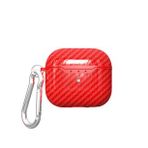 Gpack Apple Airpods 4 Uyumlu Kılıf Karbon Fiber Görünümlü Silikon Airbag 05 (Kırmızı)