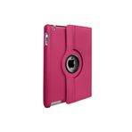 Gpack Apple iPad Mini 1 ile Uyumlu Kapaklı Standlı 360 Dönebilen Tablet Kılıfı, Pembe Koyu