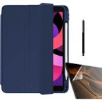Gpack Apple iPad Pro 11 2021 3.nesil Kılıf Kalem Bölmeli Arkası Şeffaf Standlı NT22 + Nano + Kalem Lacivert