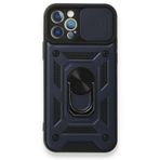 Gpack Apple iPhone 12 Pro Tank Aramid Sürgülü Vega Yüzüklü Nano Lacivert Kılıf