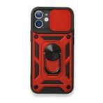 Gpack Apple iPhone 12 Tank Aramid Sürgülü Vega Yüzüklü Kırmızı Kılıf
