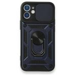 Gpack Apple iPhone 12 Tank Aramid Sürgülü Vega Yüzüklü Lacivert Kılıf