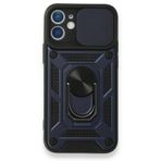 Gpack Apple iPhone 12 Tank Aramid Sürgülü Vega Yüzüklü Nano Lacivert Kılıf