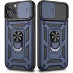 Gpack Apple iPhone 13 Pro Tank Aramid Sürgülü Vega Yüzüklü Nano Lacivert Kılıf