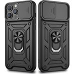 Gpack Apple iPhone 13 Pro Tank Aramid Sürgülü Vega Yüzüklü Nano Siyah Kılıf