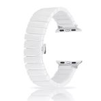 Gpack Apple Watch 4 5 42 mm Parlak Seramik Kaplama Yatay Görünüm Yandan Çıt Çıt Beyaz Kordon