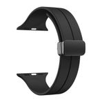 Gpack Apple Watch Series 3 4 5 44 mm KRD84 Siyah Ayalanabilir Mıknatıslı Mat Silikon Kordon
