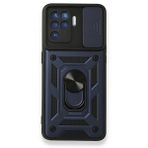 Gpack Oppo Reno 5 Lite Tank Aramid Sürgülü Vega Yüzüklü Lacivert Kılıf