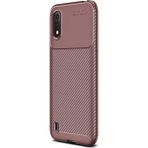 Gpack Samsung Galaxy A01 Negro Karbon Dizayn Nano Glass Kahverengi Silikon Cep Telefonu Kılıf