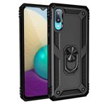 Gpack Samsung Galaxy A02 Vega Tank Koruma Standlı Yüzüklü Mıknatıslı Siyah Cep Telefonu Kılıfı
