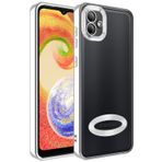 GPACK Samsung Galaxy A04 ile uyumlu Kılıf Logo Gösteren Kamera Korumalı Silikon, Gümüş
