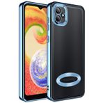 GPACK Samsung Galaxy A04 ile uyumlu Kılıf Logo Gösteren Kamera Korumalı Silikon, Mavi