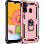 Gpack Samsung Galaxy A21 Tank Vega Standlı Yüzüklü Mıknatıslı Nano Glass Bronz Cep Telefonu Kılıfı