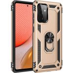 Gpack Samsung Galaxy A72 Vega Tank Koruma Standlı Yüzüklü Mıknatıslı Nano Glass Gold Kılıf