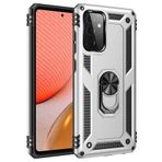 Gpack Samsung Galaxy A72 Vega Tank Koruma Standlı Yüzüklü Mıknatıslı Nano Glass Gümüş Kılıf