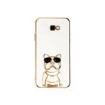 Gpack Samsung Galaxy J4 Plus ile Uyumlu Kılıf, Kamera Korumalı, Köpek Desenli, Standlı, Silikon, Beyaz