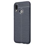 Gpack Samsung Galaxy M10S Niss Deri Görünümlü Nano Glass Lacivert Silikon Cep Telefonu Kılıf