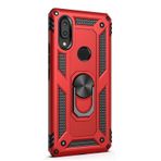 Gpack Samsung Galaxy M10S Vega Standlı Yüzüklü Mıknatıslı Nano Glass Kırmızı Cep Telefonu Kılıf