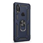 Gpack Samsung Galaxy M10S Vega Standlı Yüzüklü Mıknatıslı Nano Glass Lacivert Cep Telefonu Kılıf