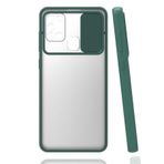 Gpack Samsung Galaxy M31 Kamera Sürgülü Kapatmalı Silikon Yeşil Kılıf
