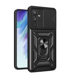 GPACK Samsung Galaxy M34 ile uyumlu Kılıf Pars Sürgülü Vega Yüzüklü Sert Silikon, Siyah