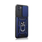 Gpack Samsung Galaxy S21 FE Sert Silikon Tank Aramid Sürgülü Vega Yüzüklü Siyah Kılıf