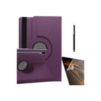 Gpack Samsung Galaxy Tab S7 FE T730 ile Uyumlu Kapaklı Standlı 360° Dönerli Kılıf, Nano Ekran Koruyucu ve Kalem, Mor