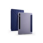 Gpack Samsung Galaxy Tab S7 Plus T970 ile Uyumlu Standlı Katlanabilir PU Silikon Kılıf, Lacivert
