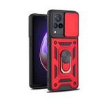 Gpack Vivo V21 Tank Aramid Sürgülü Vega Yüzüklü Kırmızı Kılıf