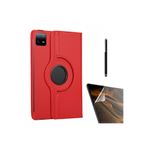 Gpack Xiaomi Mi Pad 6 Pro ile Uyumlu Kılıf, Kapaklı, Standlı, 360 Dönebilen, Kırmızı + Nano + Kalem