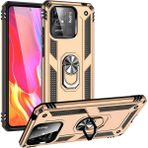 Gpack Xiaomi Poco C40 Vega Sert Silikon Tank Standlı Yüzüklü Mıknatıslı Gold Kılıf