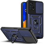 Gpack Xiaomi Poco M4 Pro 5G Sert Silikon Tank Aramid Sürgülü Vega Yüzüklü Lacivert Kılıf