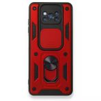 Gpack Xiaomi Poco X3 Pro Tank Aramid Sürgülü Vega Yüzüklü Kırmızı Kılıf