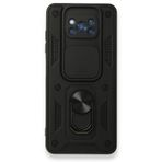 Gpack Xiaomi Poco X3 Tank Aramid Sürgülü Vega Yüzüklü Siyah Kılıf