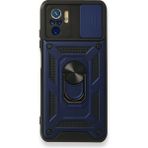 Gpack Xiaomi Redmi Note 10 Tank Aramid Sürgülü Vega Yüzüklü Lacivert Kılıf