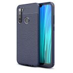 Gpack Xiaomi Redmi Note 8 Niss Deri Görünümlü Nano Glass Lacivert Silikon Cep Telefonu Kılıf