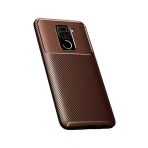 Gpack Xiaomi Redmi Note 9 Negro Karbon Dizayn Silikon Kahverengi Kılıf