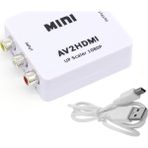 Gplus Av To HDMI Mini Switch Rca Composit Audio Video HDMI Görüntü Çevirici Full Hd ve 720P Dönüştürücü - Beyaz