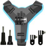 Gplus GP524 5 Parça Gopro Eken Sjcam Xiomi Aksiyon Kamera Tutuculu Jaw Mount Motor Kask Çene Tutma Aparatı 5 Parça Motor Kask Tutucu Set Mavi