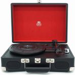 GPO Soho Çanta Pikap Çalar Stereo Hoparlör Siyah 33, 45 ve 78 RPM Kayıt Çalma Özelliği