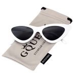 GQUEEN Clout Gözlüğü Vintage Kedi Gözü Güneş Gözlüğü Mod Tarzı UV Koruması Kurt Cobain tonları, GQZ7 (B Beyaz Çerçeve/Gri Camlar)