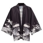GRACEART Kadın Goth Kimono Ceketler Gevşek Açık Ön Hırka Pelerin, siyah (Noir), One Size