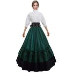 GRACEART Ortaçağ Fantezi Elbise Kadınlar Victoria Vintage Retro Kostüm Takım Elbise, yeşil, XXL
