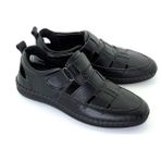 Grado 1253 Parlak Siyah Deri Yumuşak Erkek Sandalet